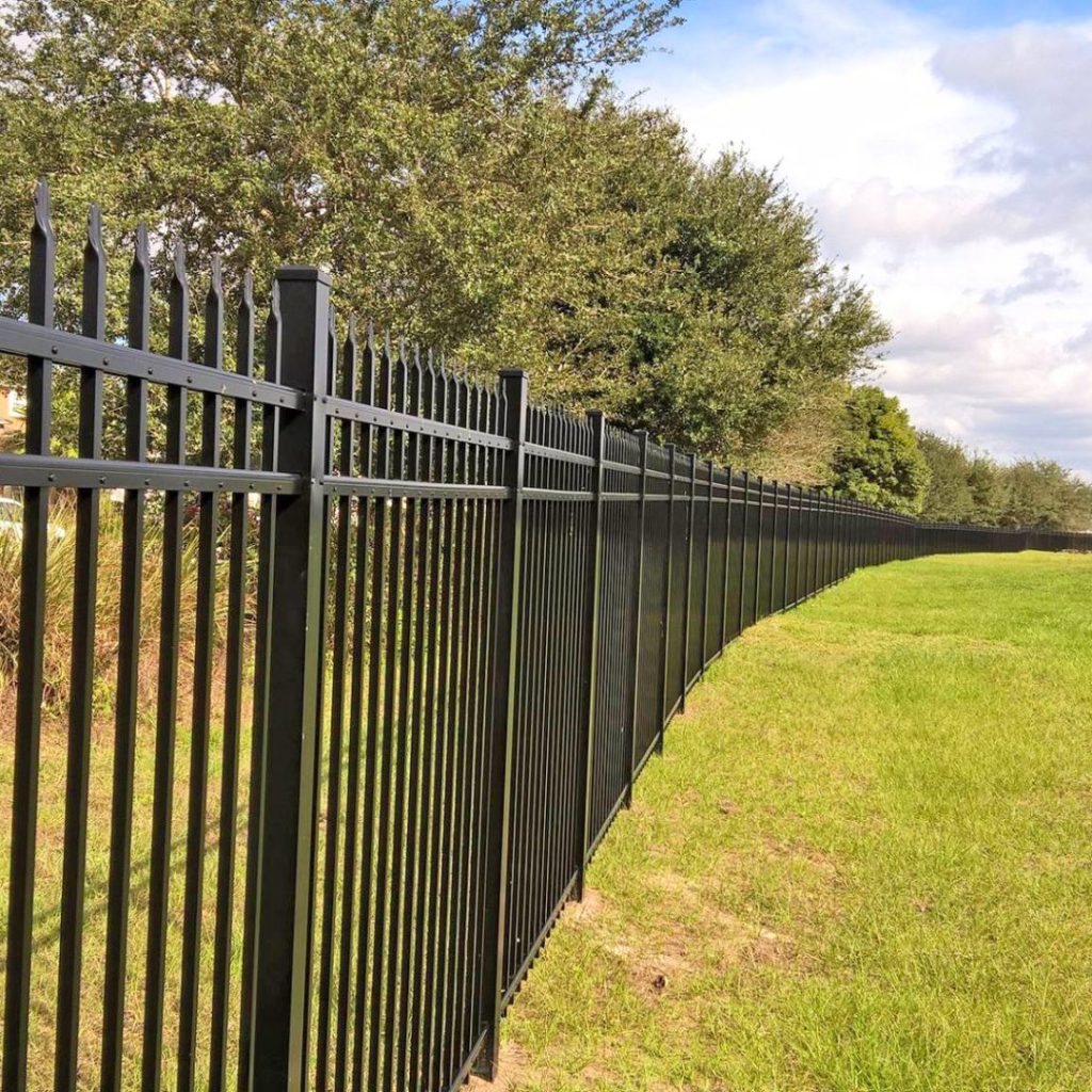 6' High Commercial Black Spear Top Aluminum Fence